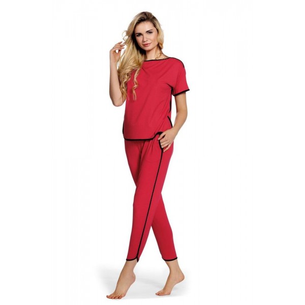 Piżama Judith krótki rękaw Długie spodnie czerwona