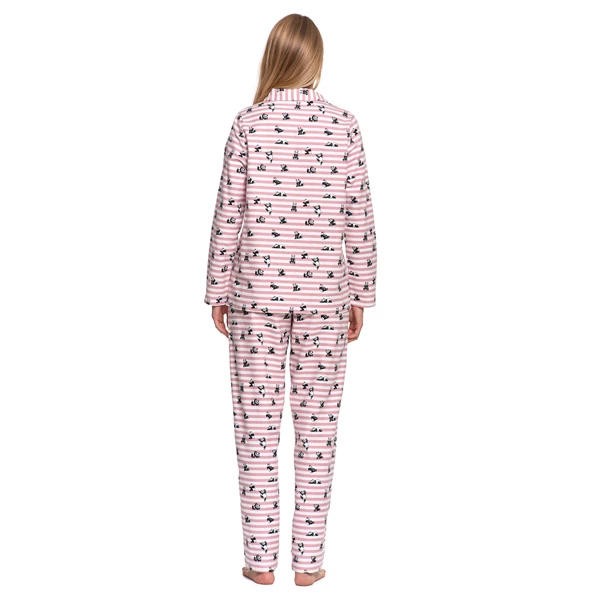 Damska piżama FLANELOWA W PASKI Z MOTYWEM PAND PDD6300-002